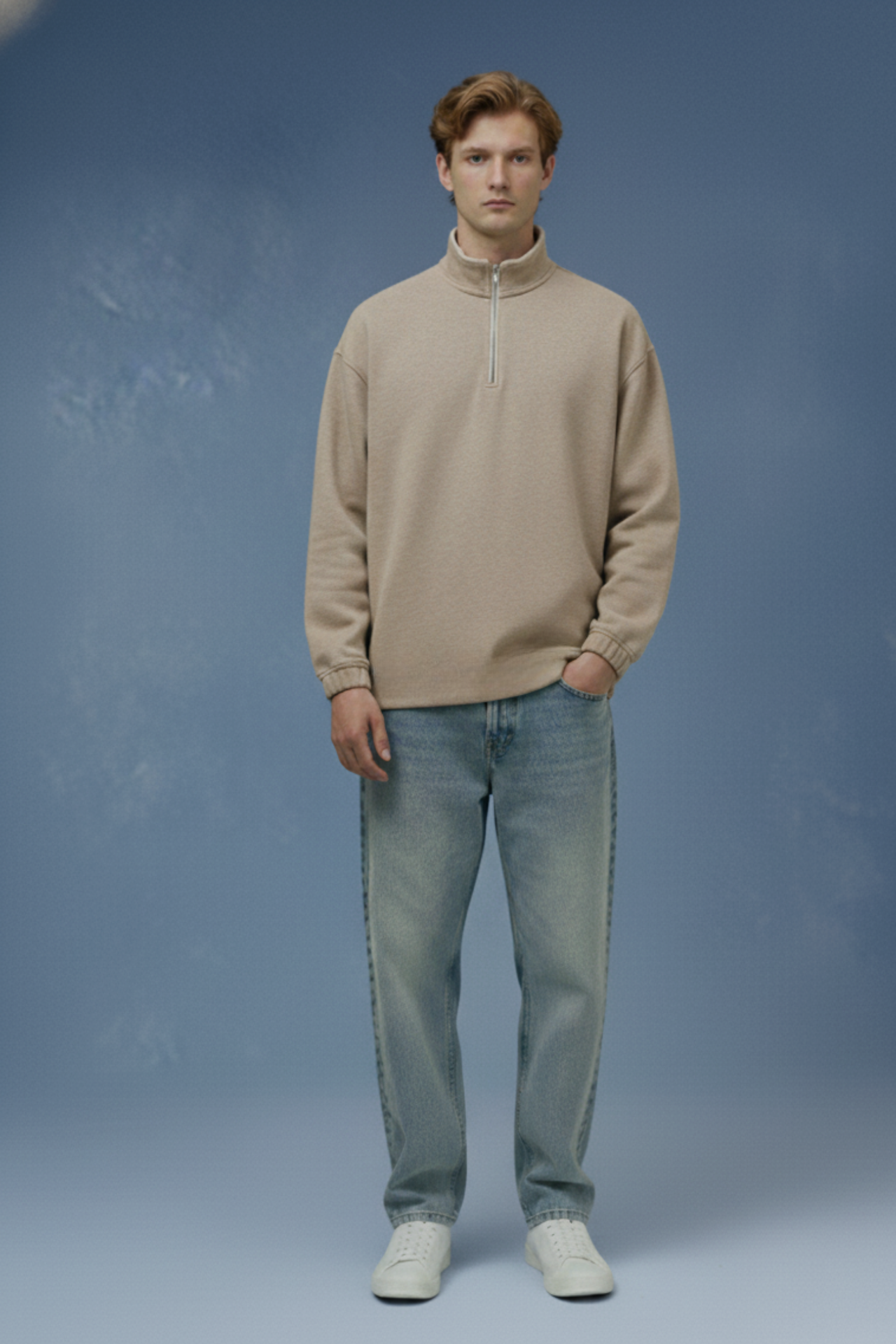 Oatmeal Marl Quarter Zipper