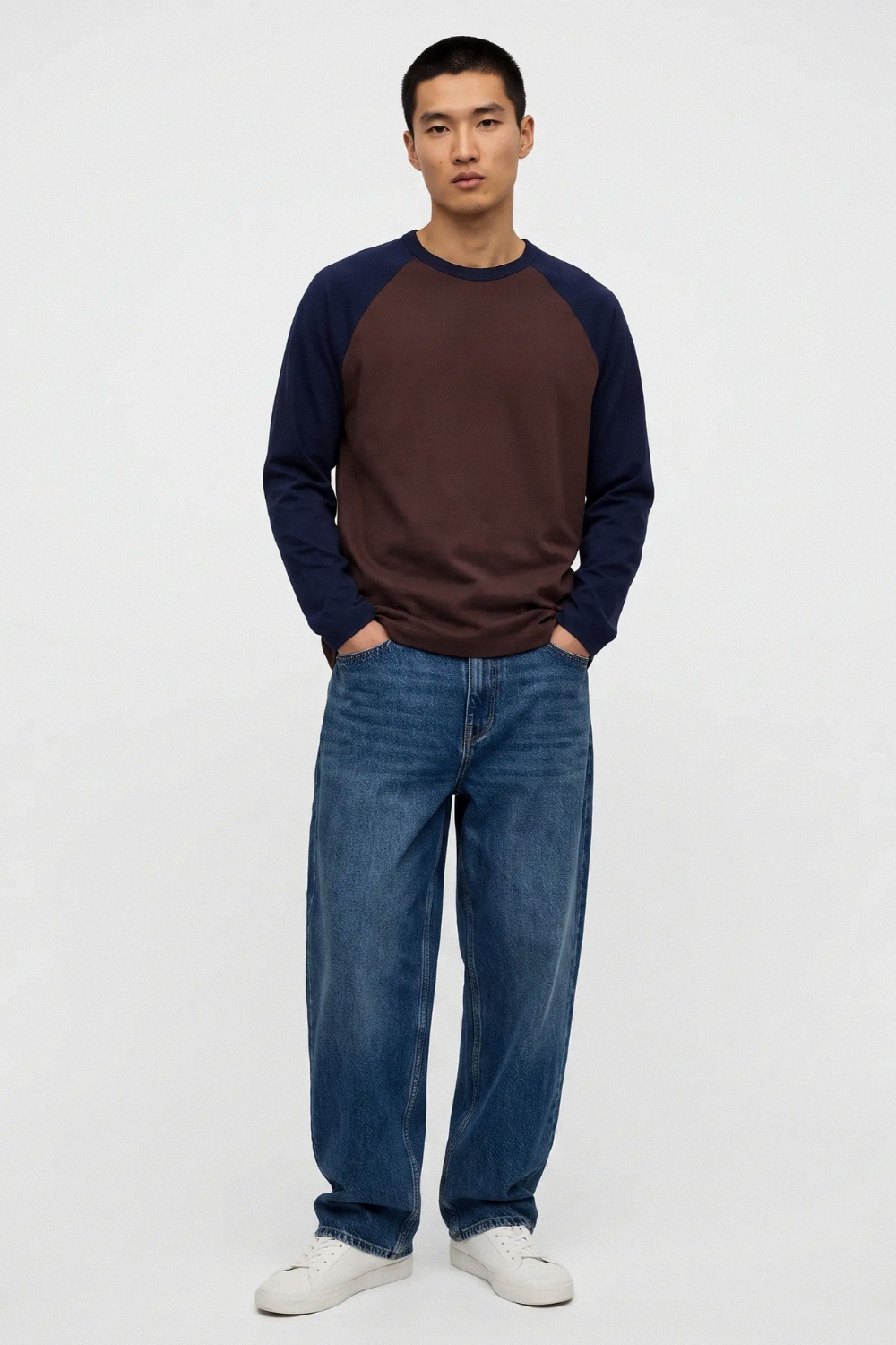 Long Sleeve Raglan - Brown and Navy