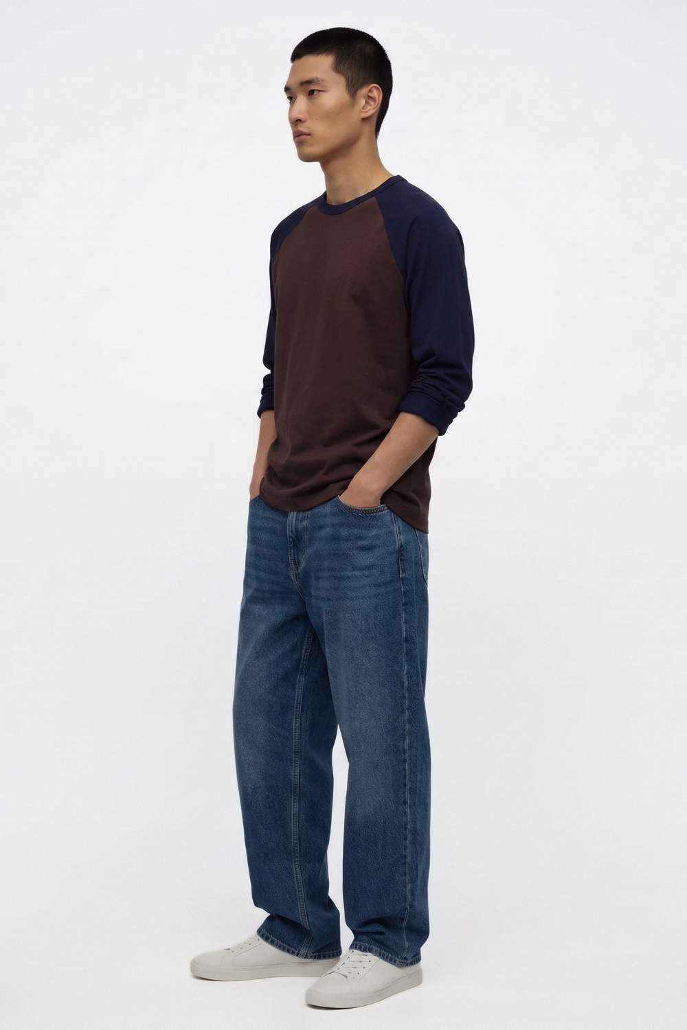 Long Sleeve Raglan - Brown and Navy