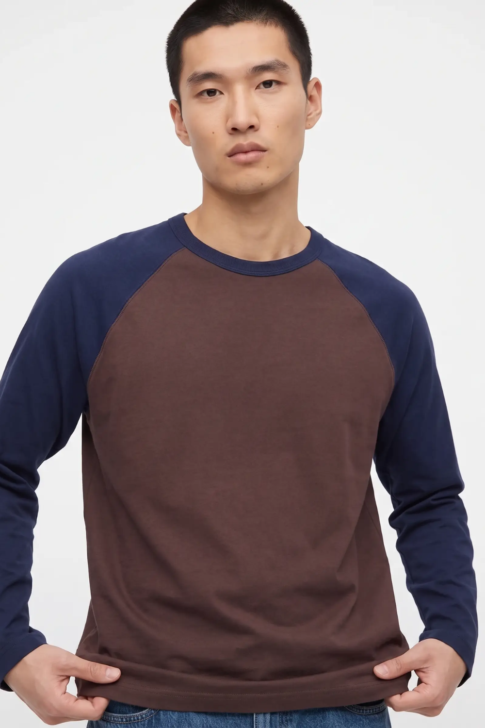 Long Sleeve Raglan - Brown and Navy