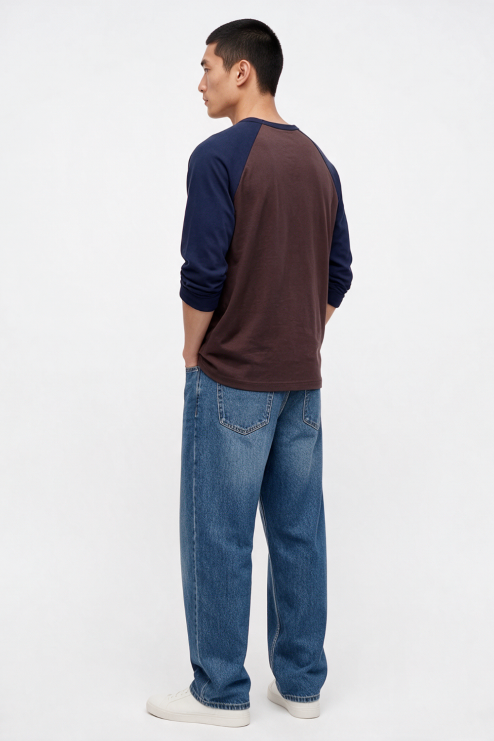 Long Sleeve Raglan - Brown and Navy