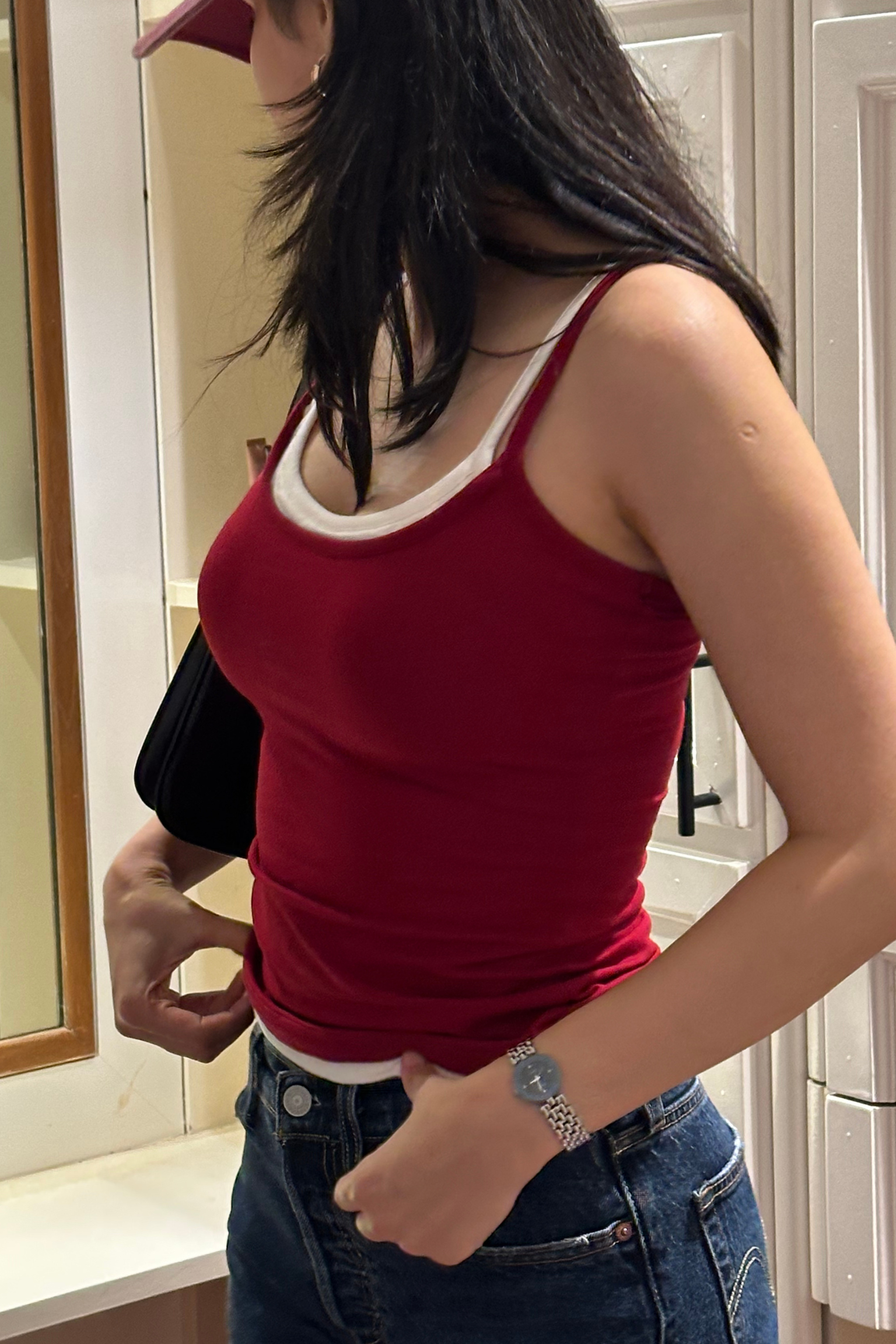 Double Scoop Tank - Maroon and White