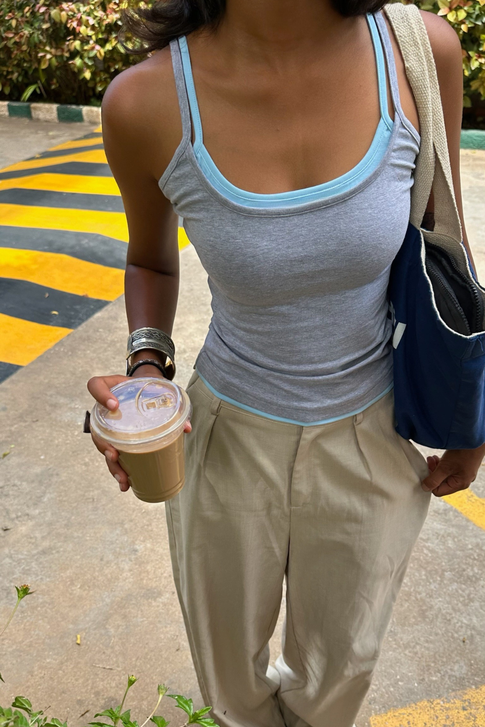 Double Scoop Tank - Grey & Blue