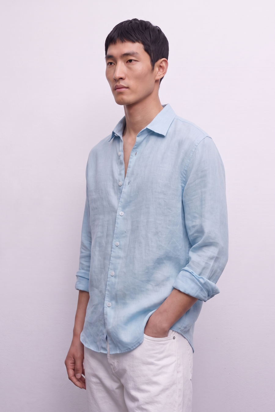 Sunday Sky Linen Shirt - Sky Blue alternate view