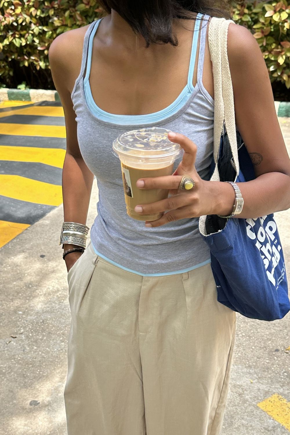 Double Scoop Tank - Grey & Blue