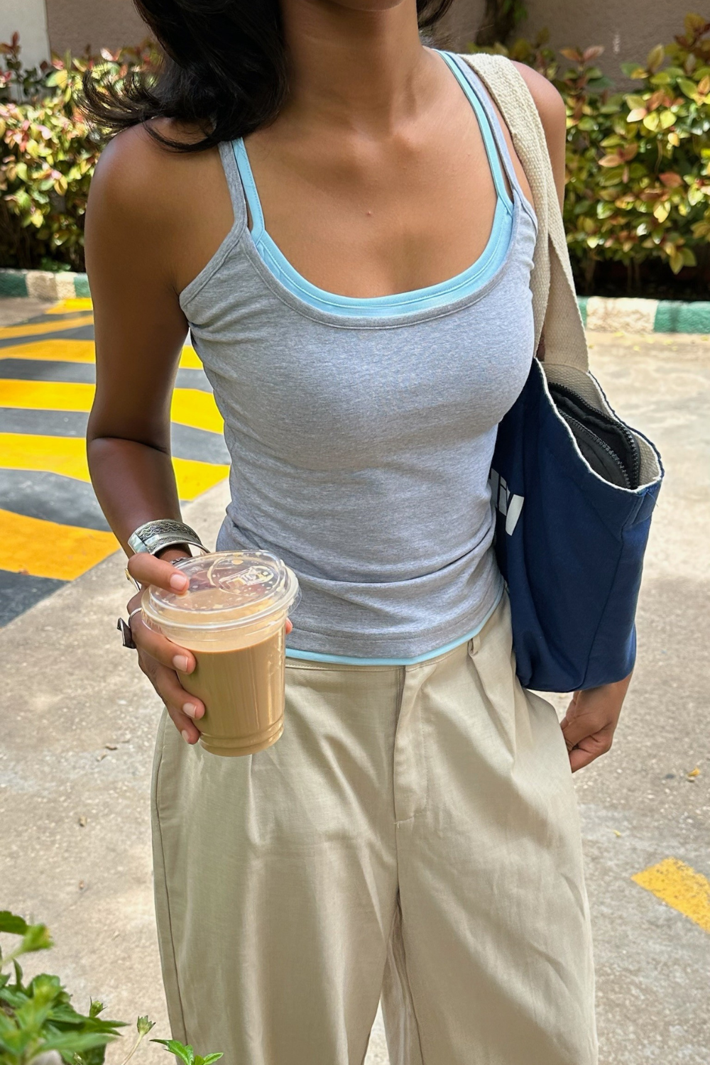 Double Scoop Tank - Grey & Blue
