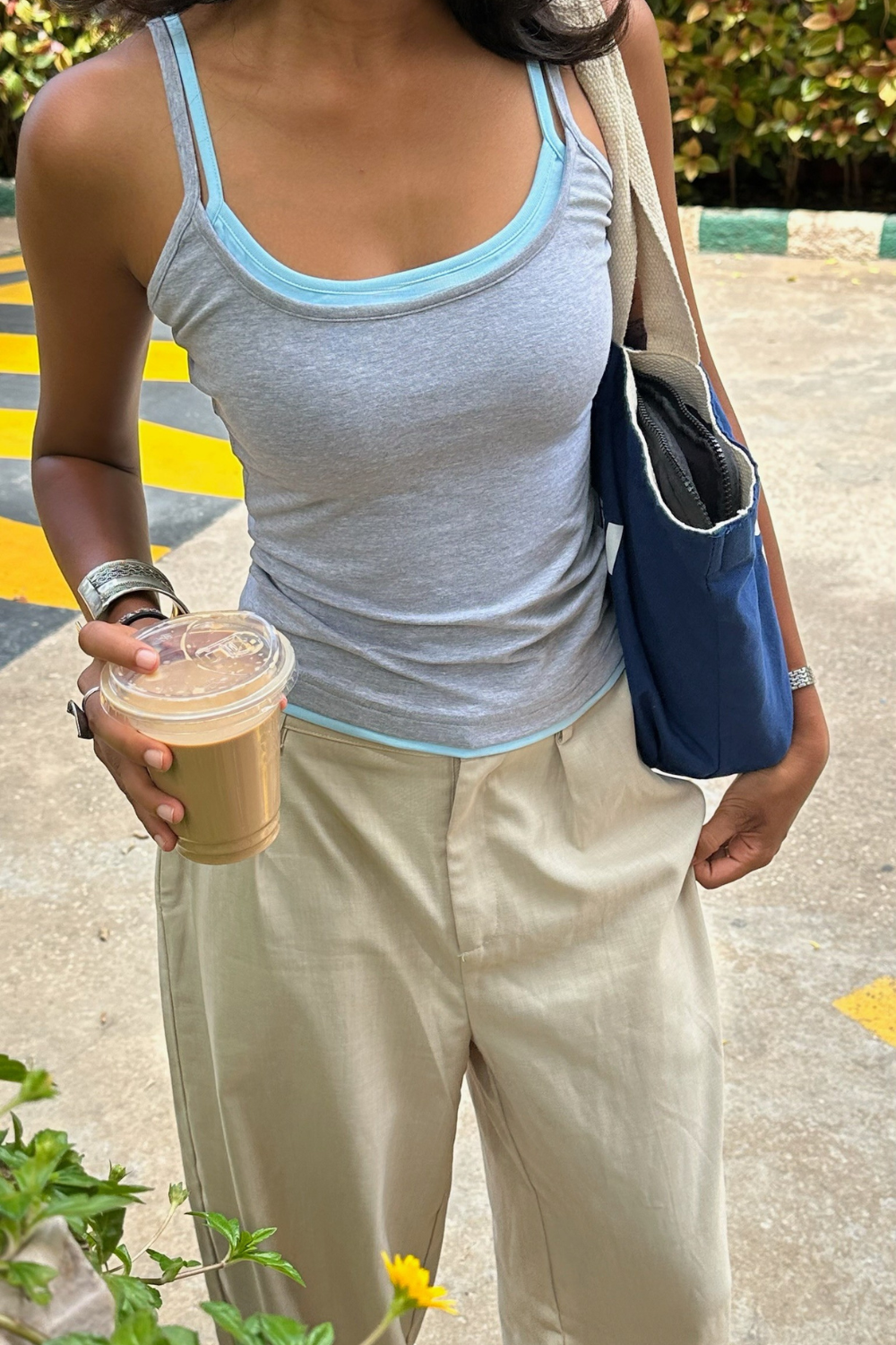 Double Scoop Tank - Grey & Blue