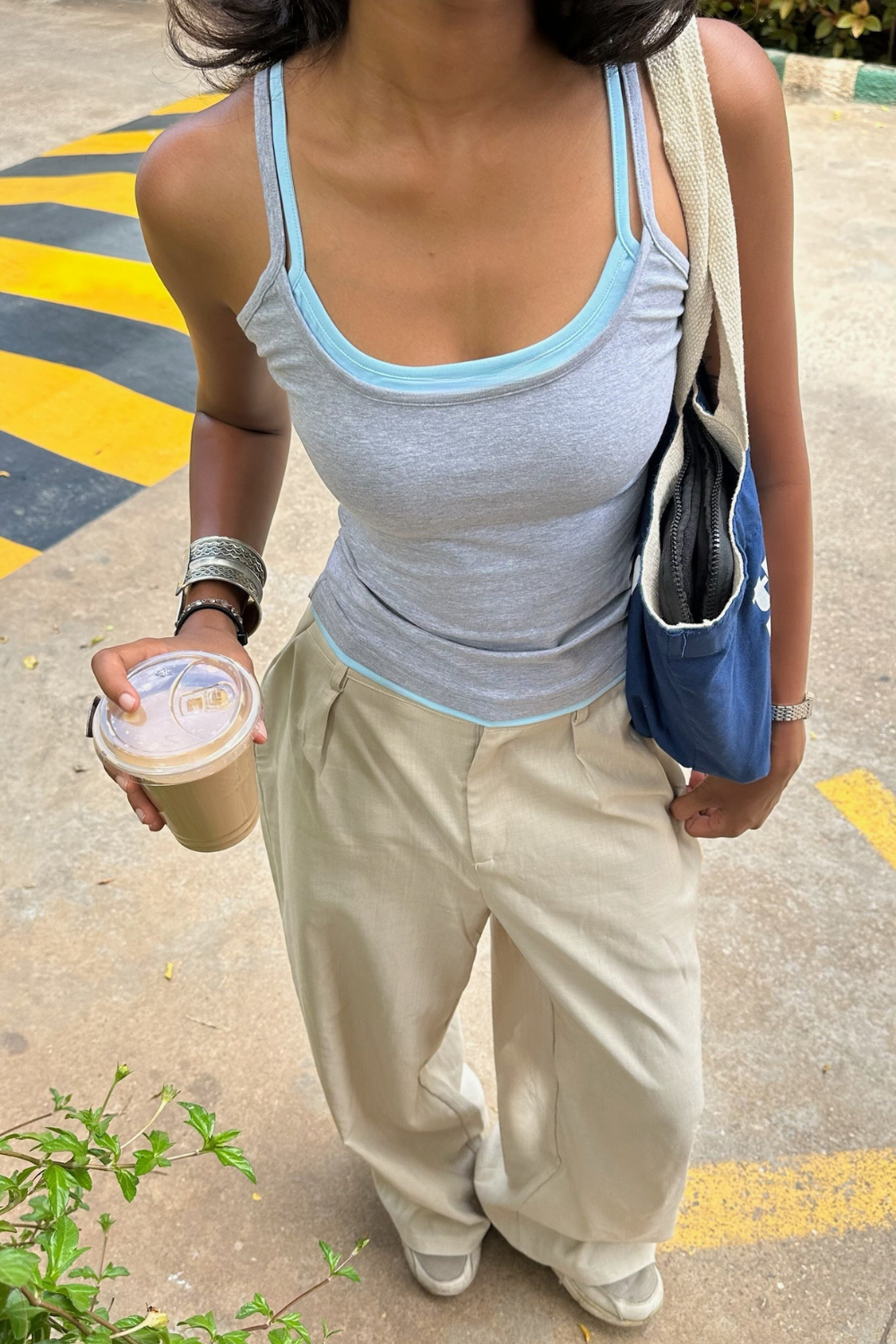 Double Scoop Tank - Grey & Blue