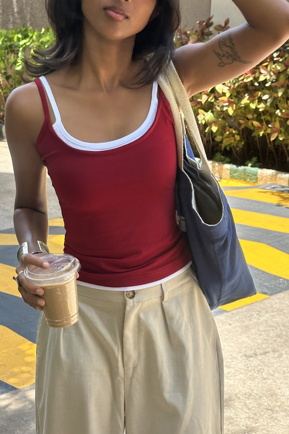 Double Scoop Tank - Maroon and White