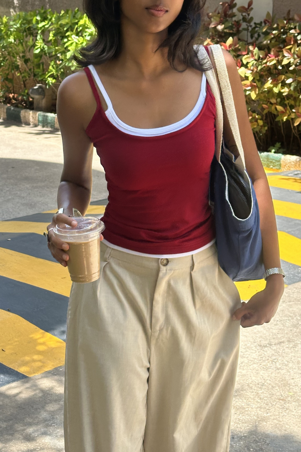 Double Scoop Tank - Maroon and White