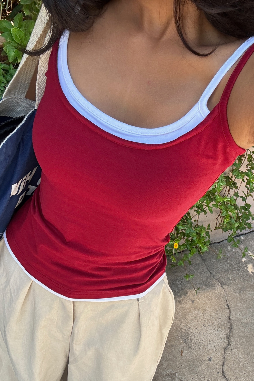 Double Scoop Tank - Maroon and White