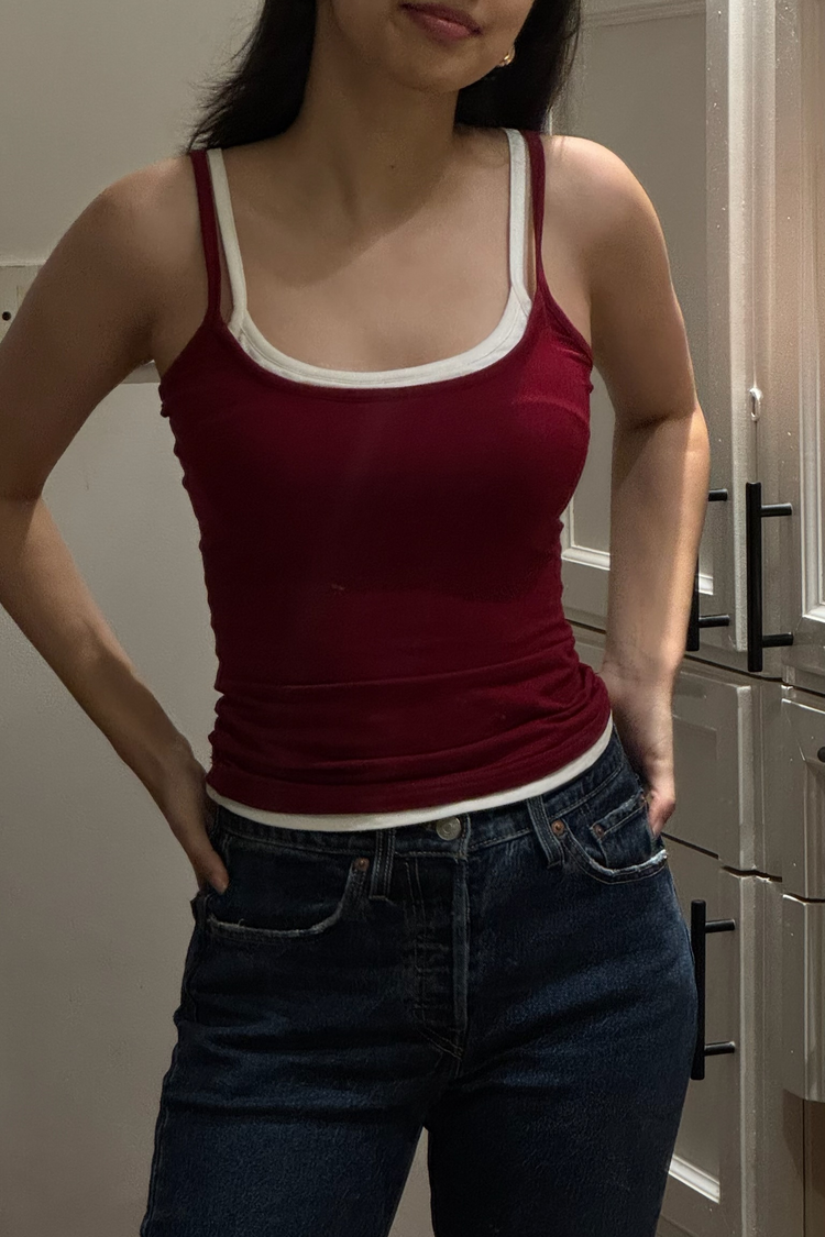 Double Scoop Tank - Maroon and White – Milk Studios
