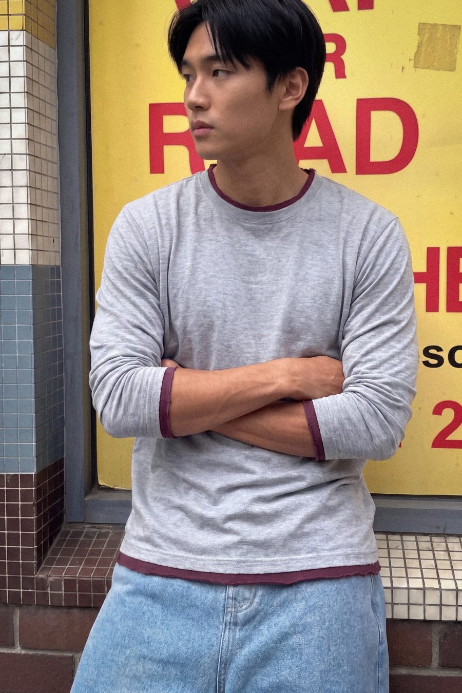 The layered full sleeve - Grey & Maroon