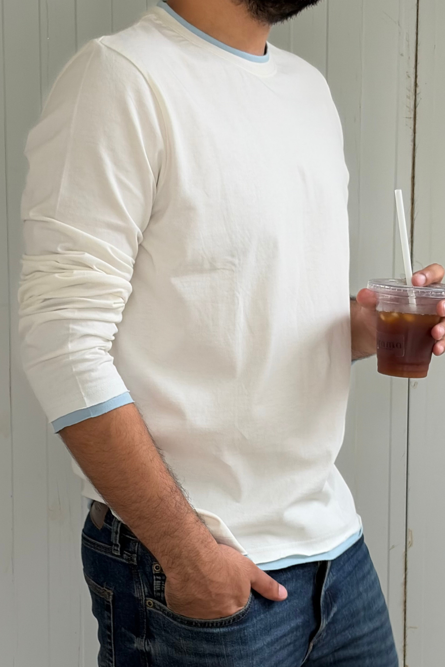 The layered full sleeve - White & Blue