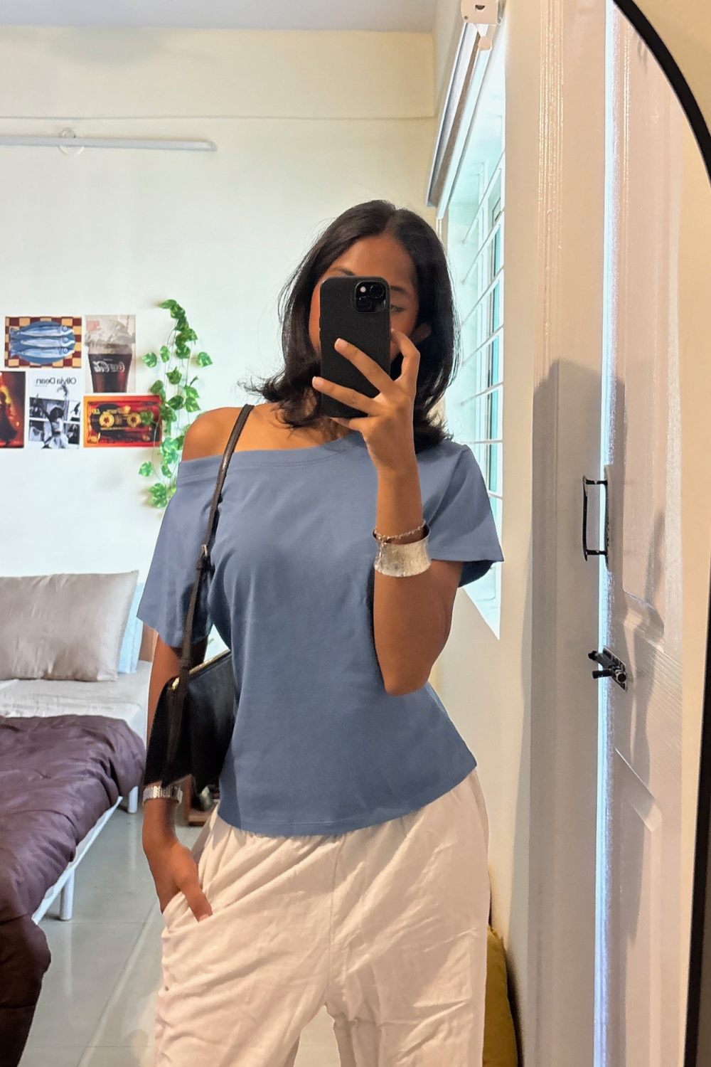 Off The Record Blue Off Shoulder