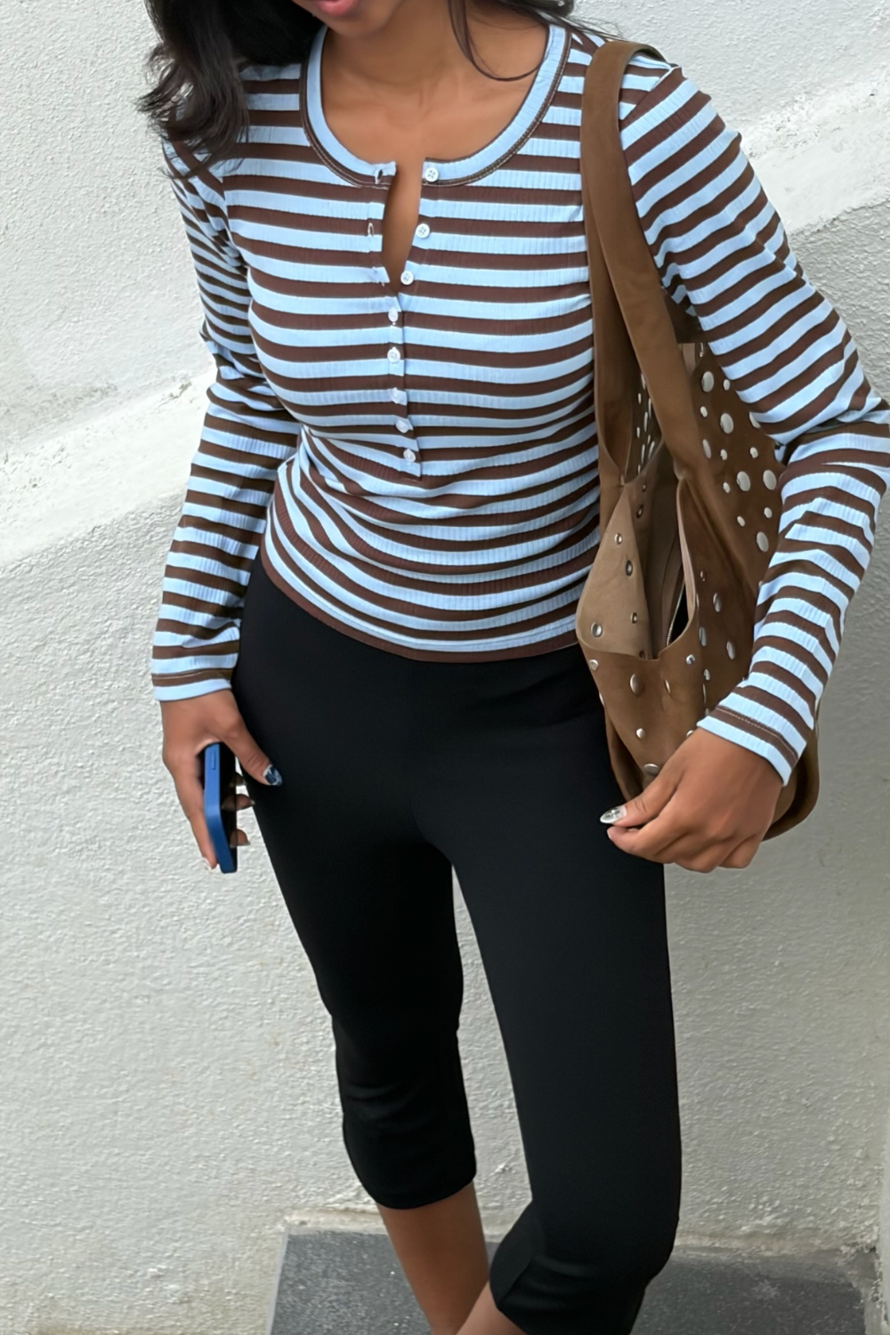 Swiss Roll Henley - Blue & Brown