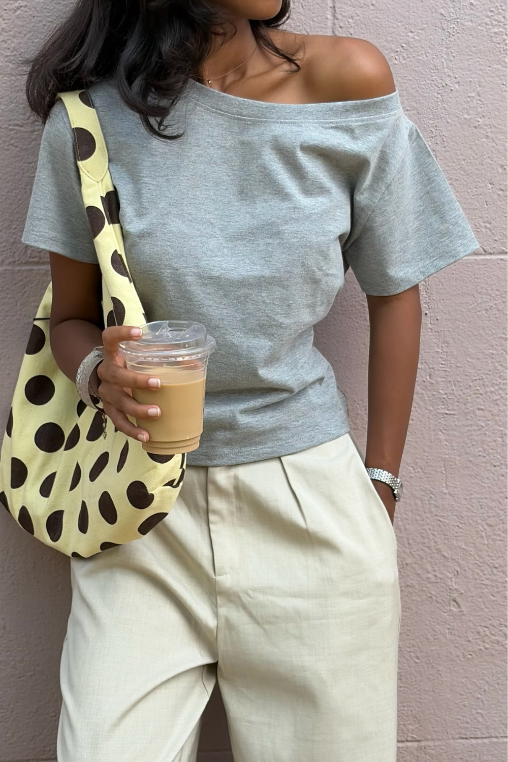 Off the Record - Grey Off Shoulder
