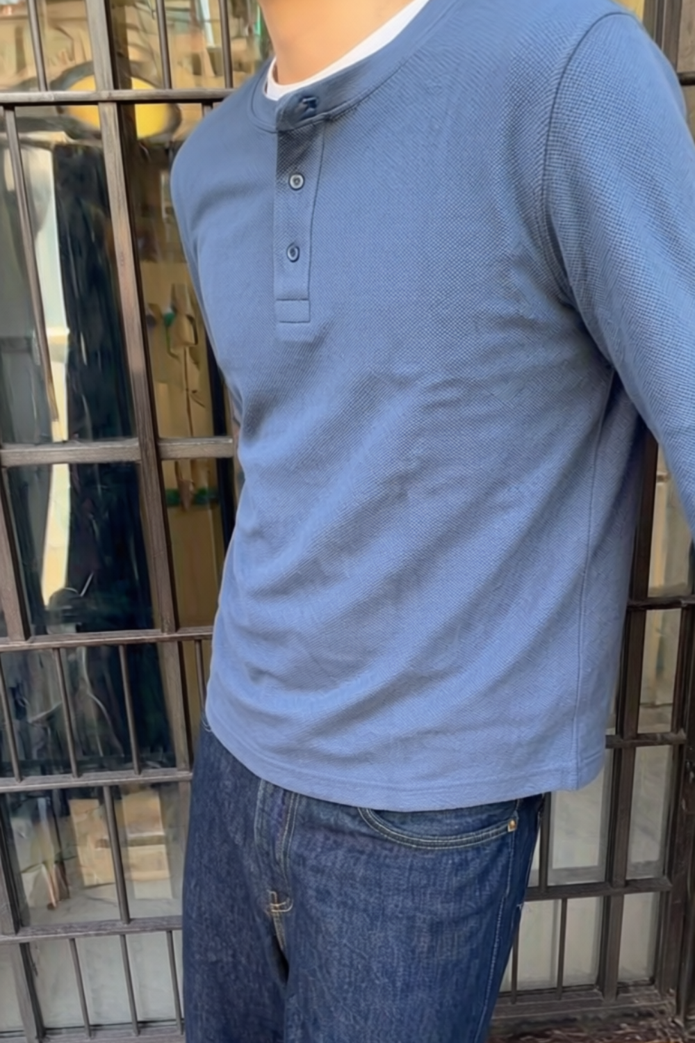 Dock Side Henley - Steel Blue
