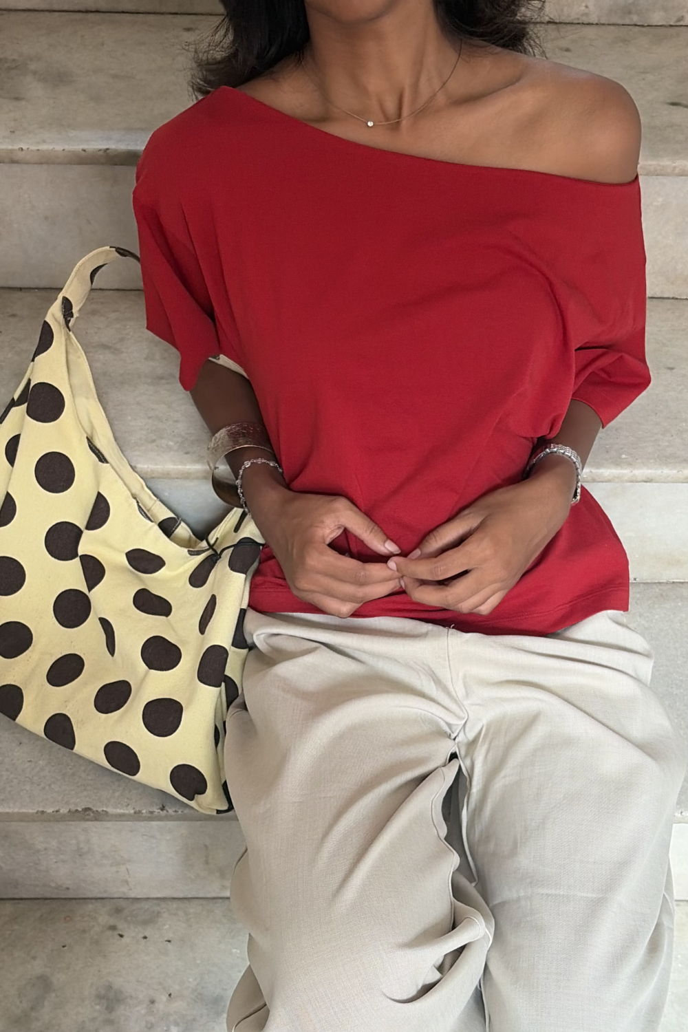 Late Checkout Off Shoulder Red