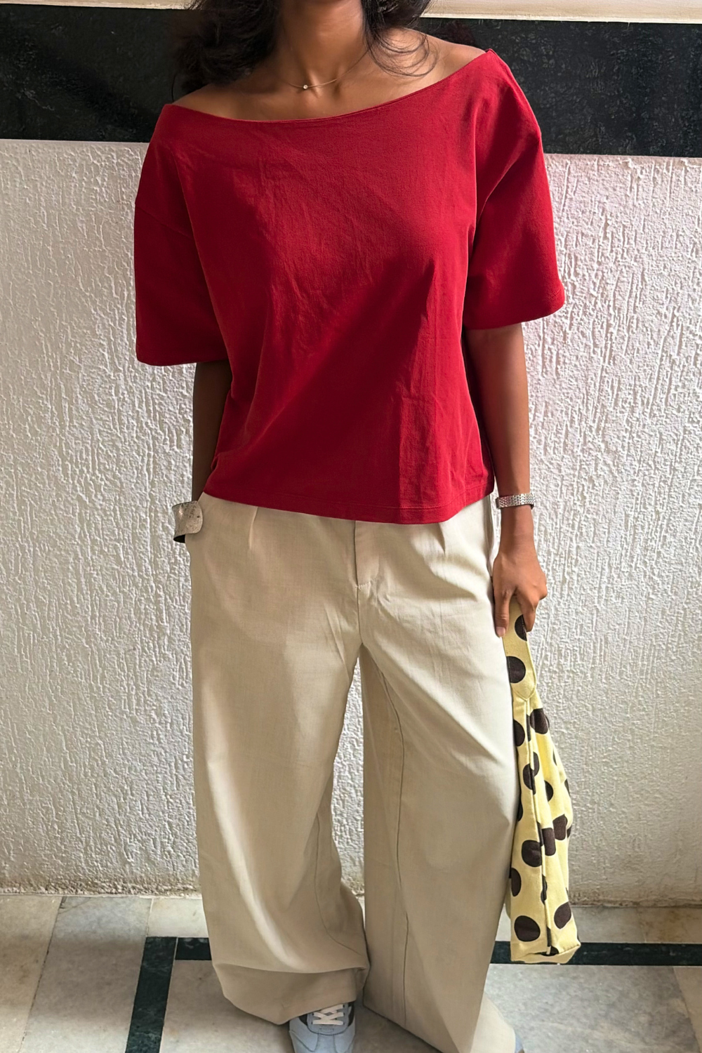 Late Checkout Off Shoulder Red