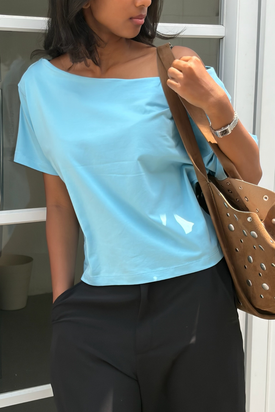 Late Checkout Off Shoulder Blue
