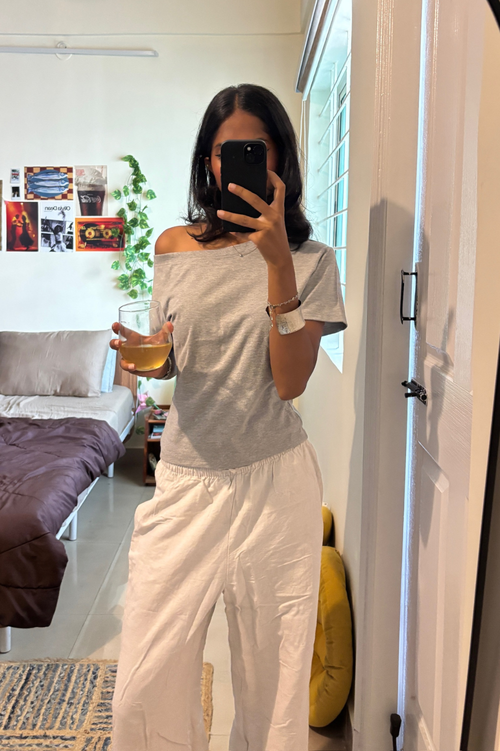 Off the Record - Grey Off Shoulder