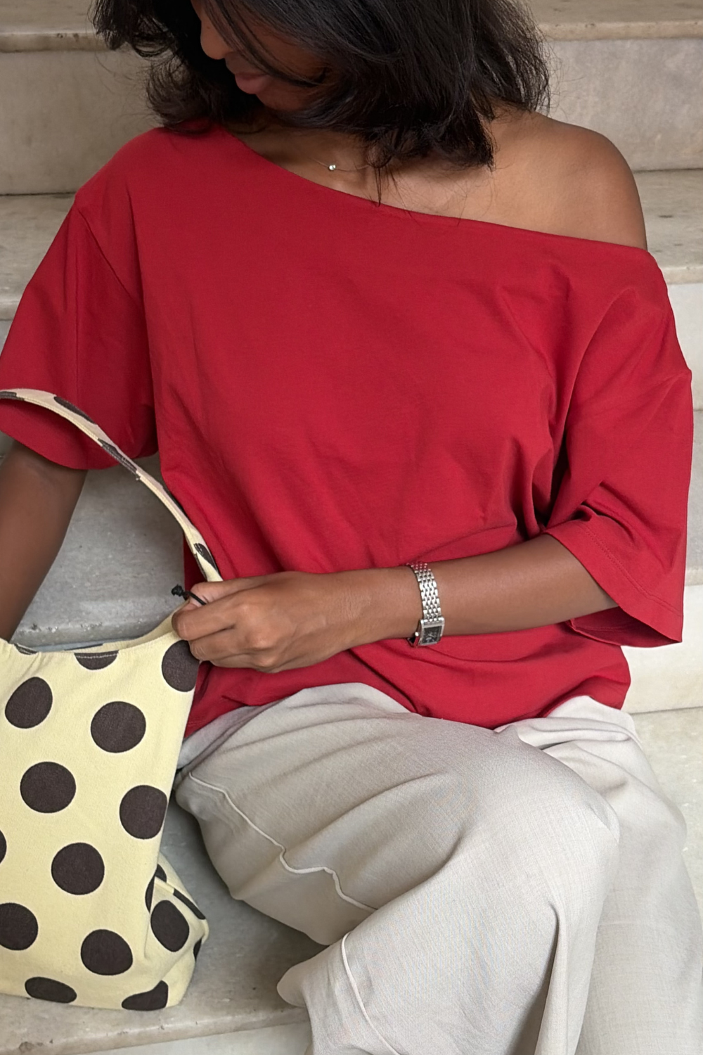 Late Checkout Off Shoulder Red
