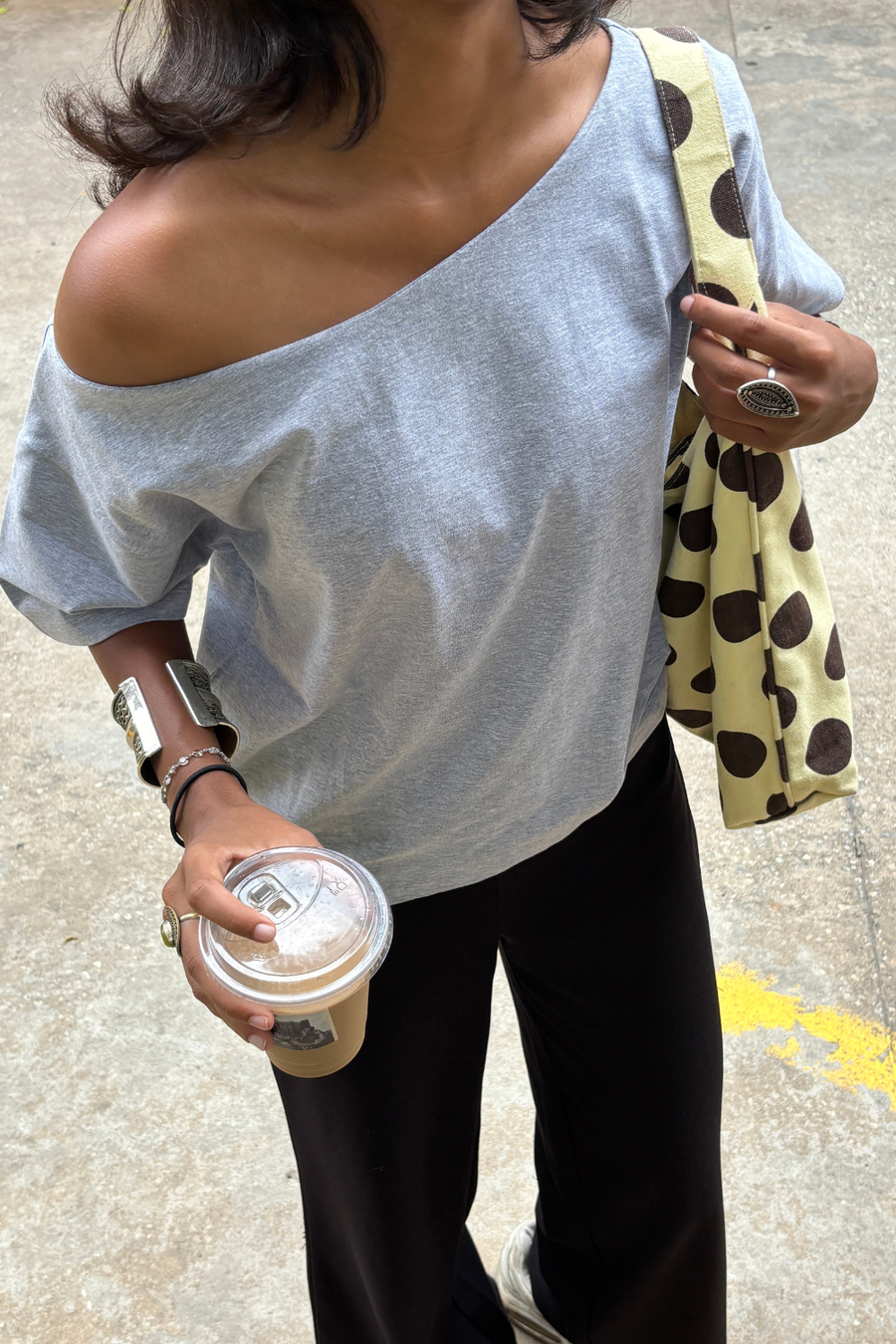 Late Checkout Off Shoulder Grey