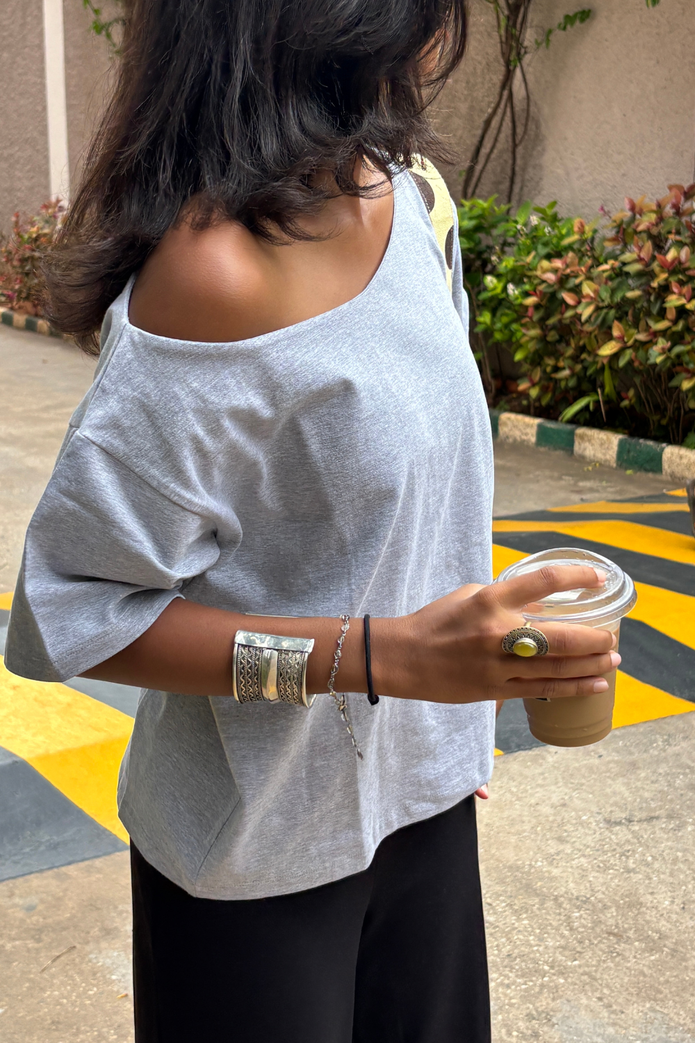 Late Checkout Off Shoulder Grey