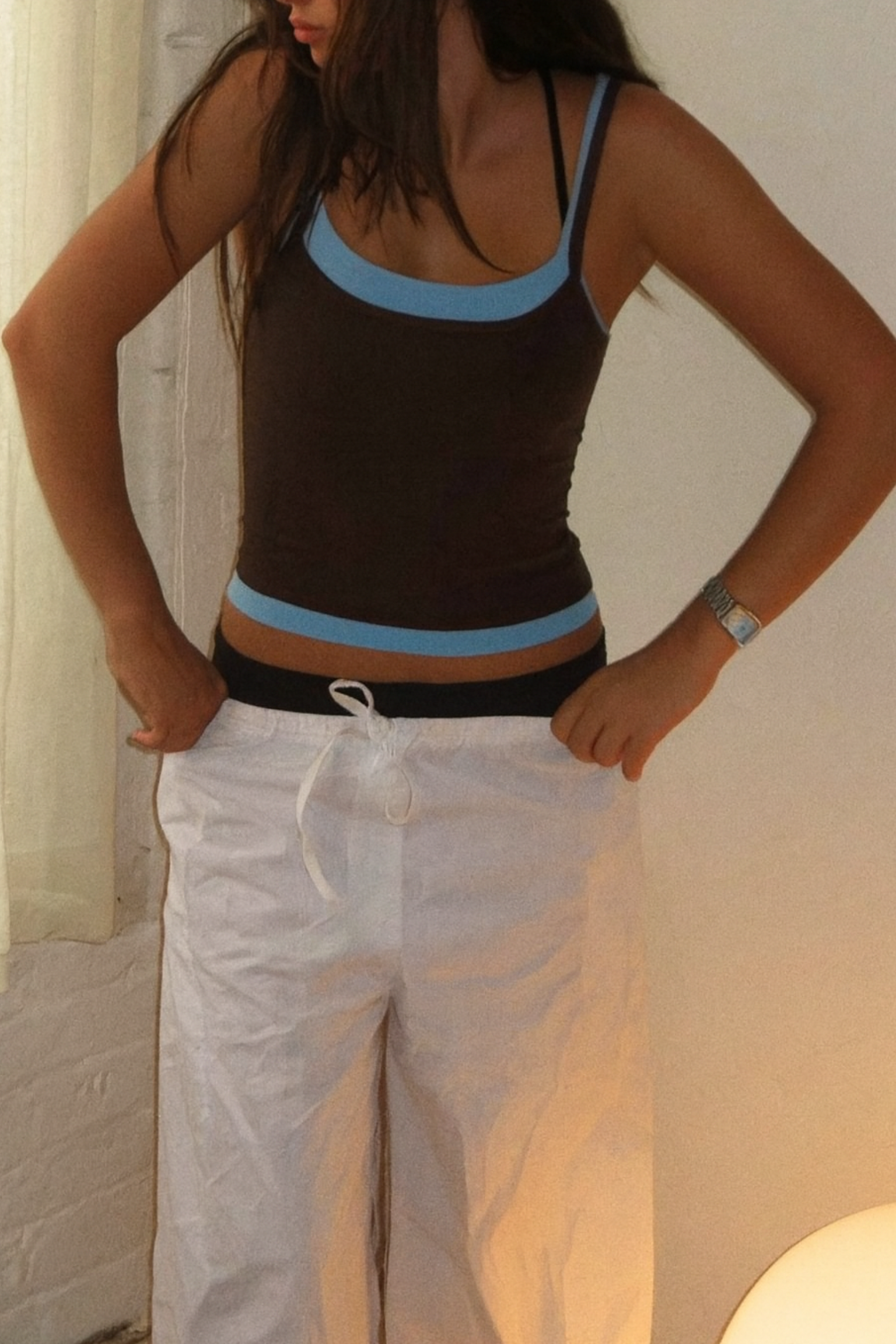 Double Scoop Tank - Brown and Blue