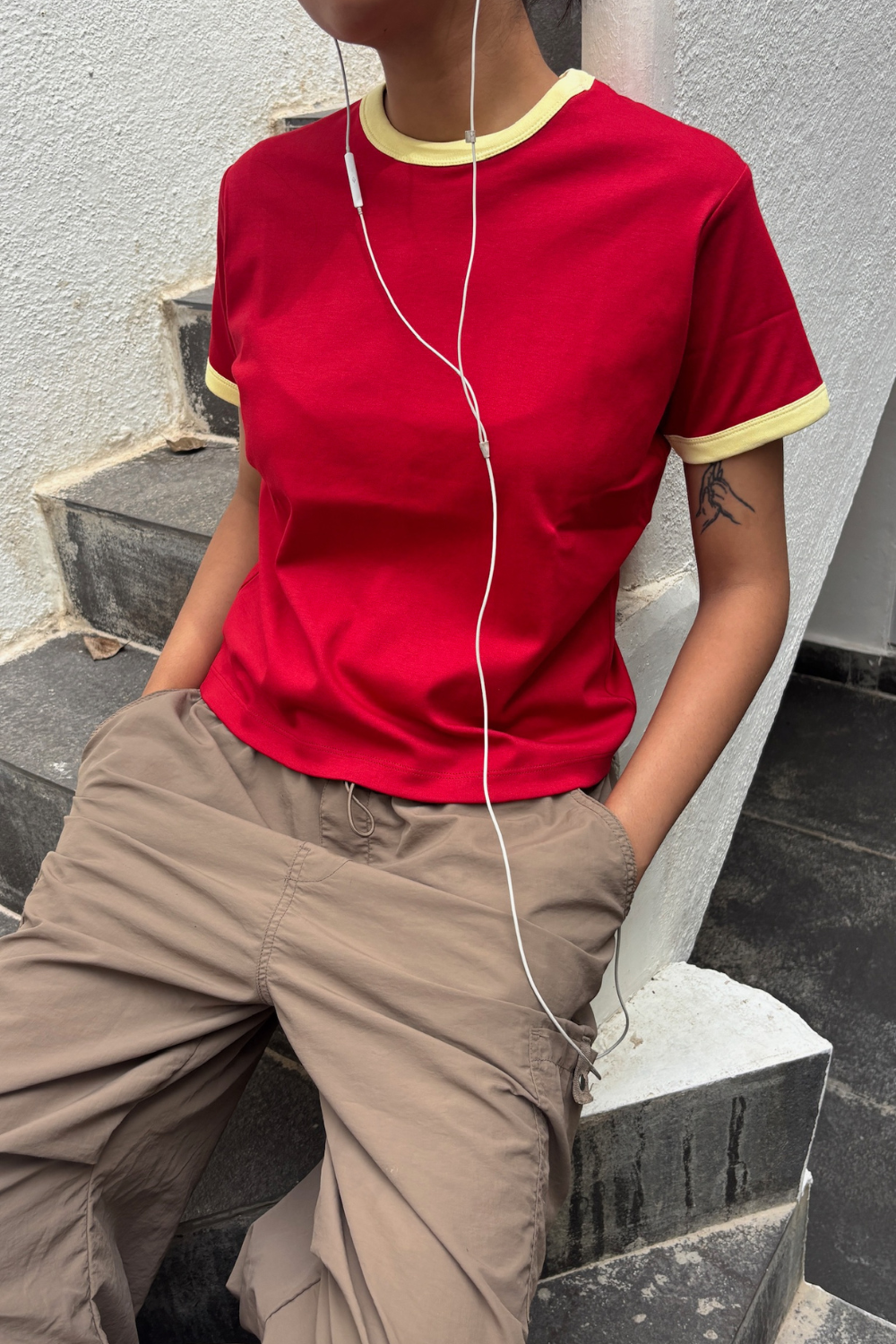 Gelato Shop Ringer Tee - Cherry