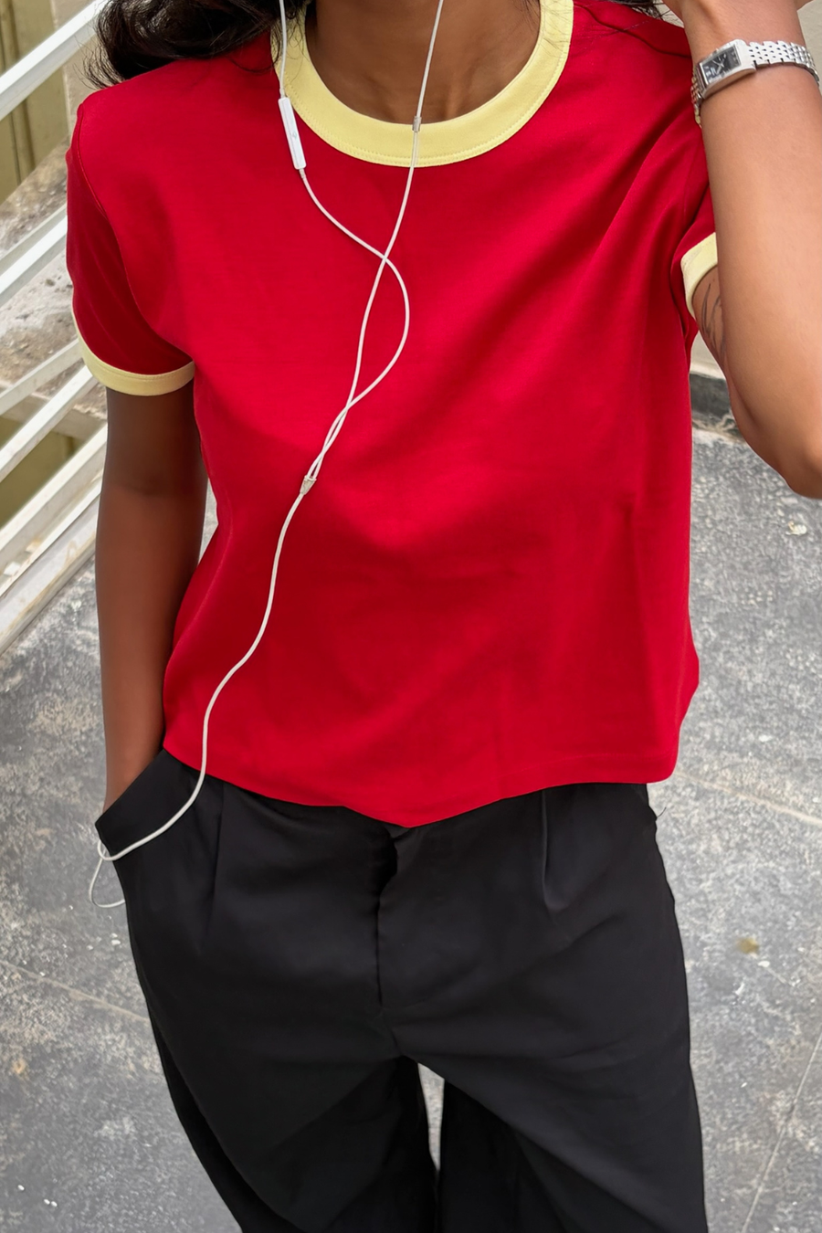 Gelato Shop Ringer Tee - Cherry alternate view