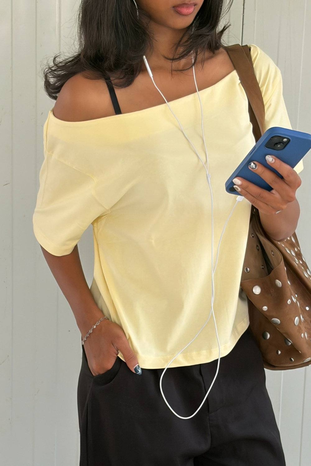 Late Checkout Off Shoulder Butter Yellow