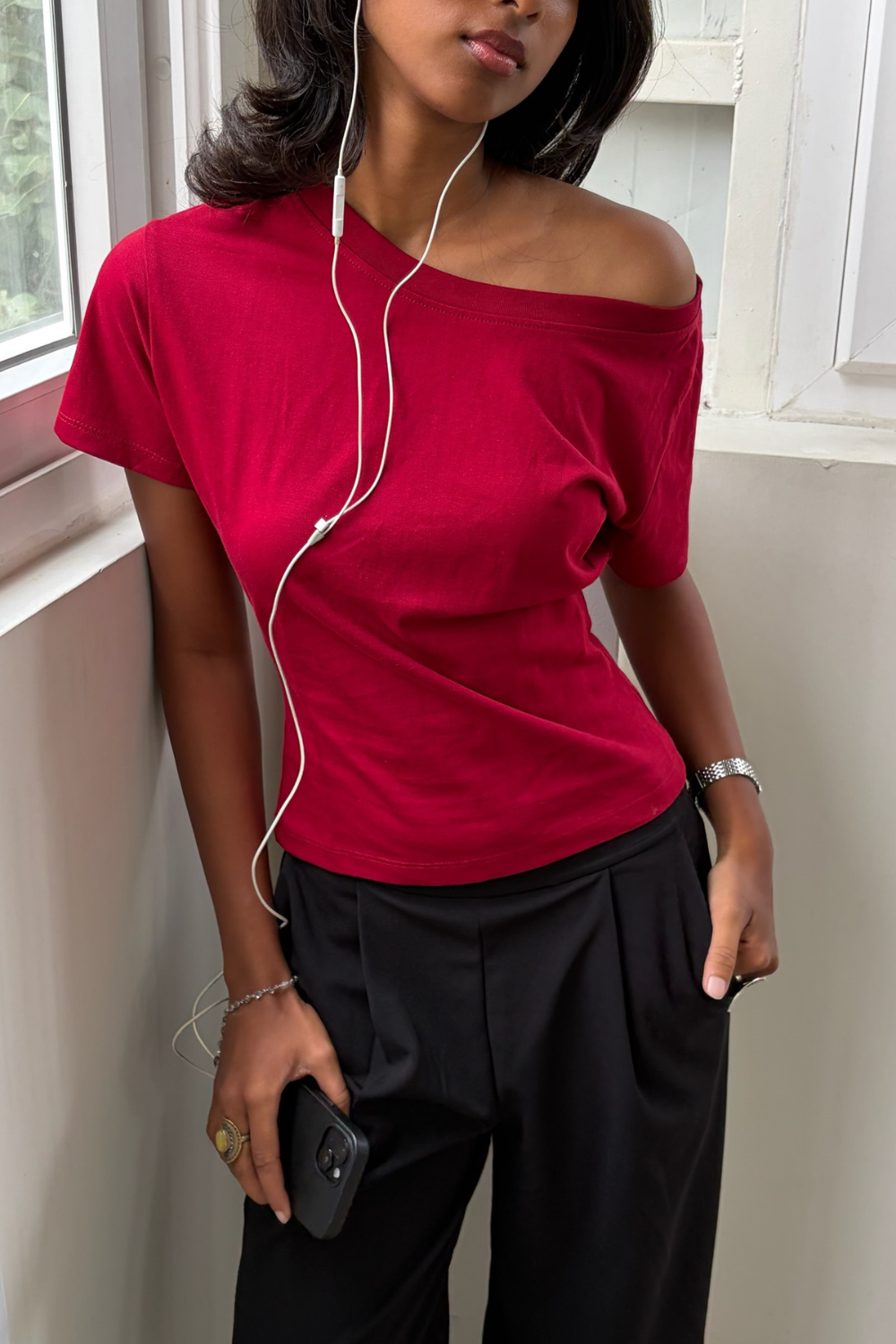 Off the Record -  Red Off Shoulder