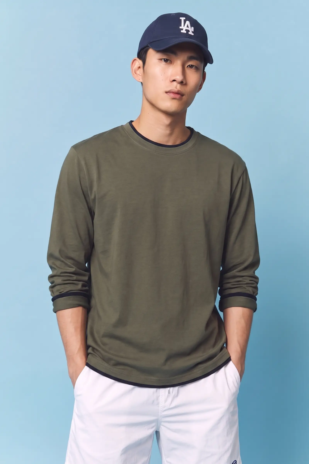 The layered full sleeve - Olive & Navy