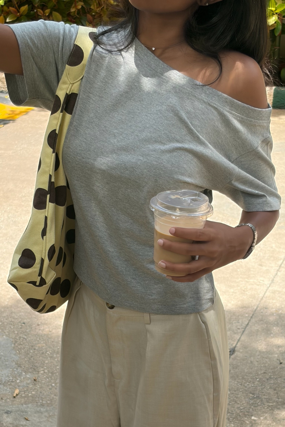 Off the Record - Grey Off Shoulder