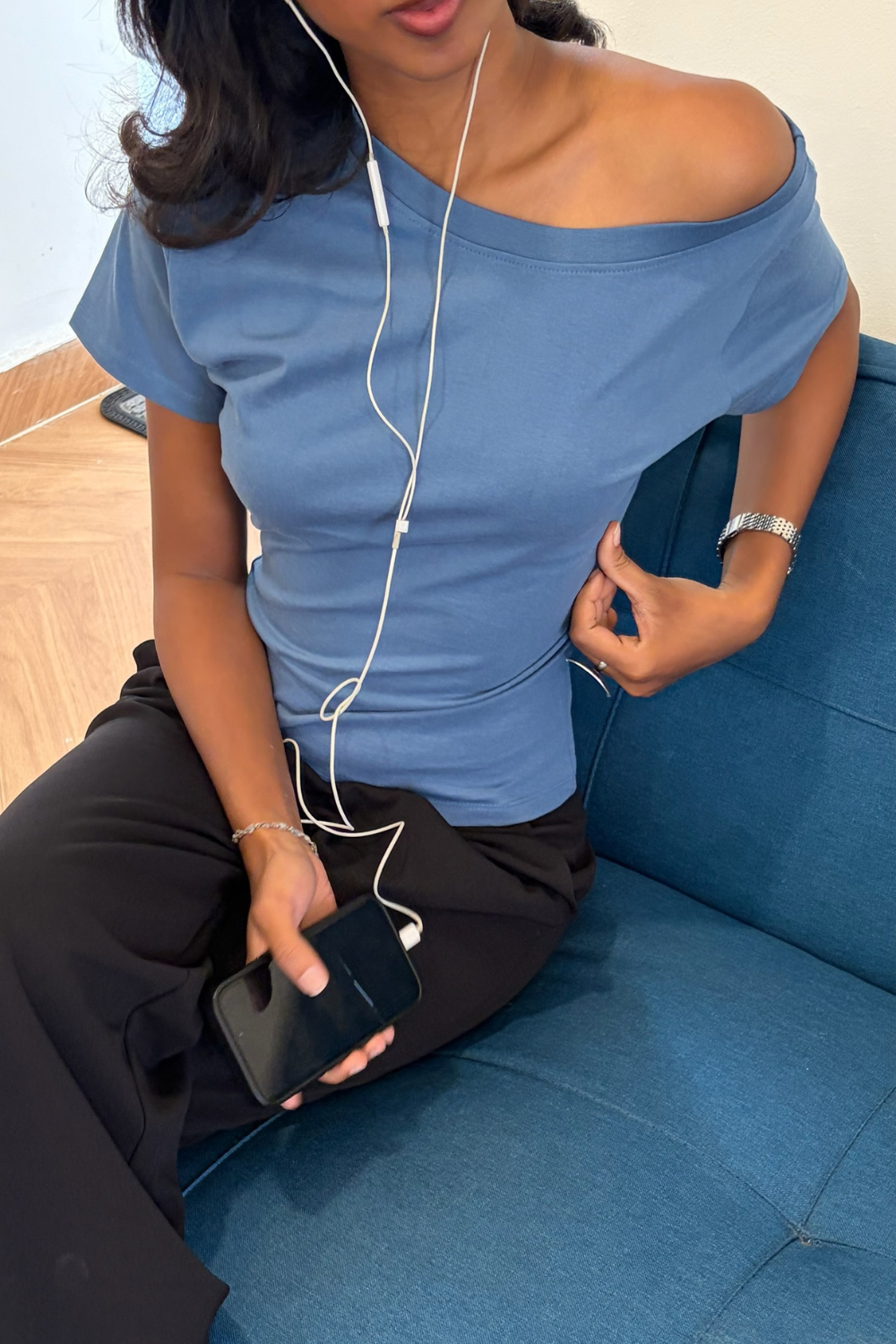 Off The Record Blue Off Shoulder