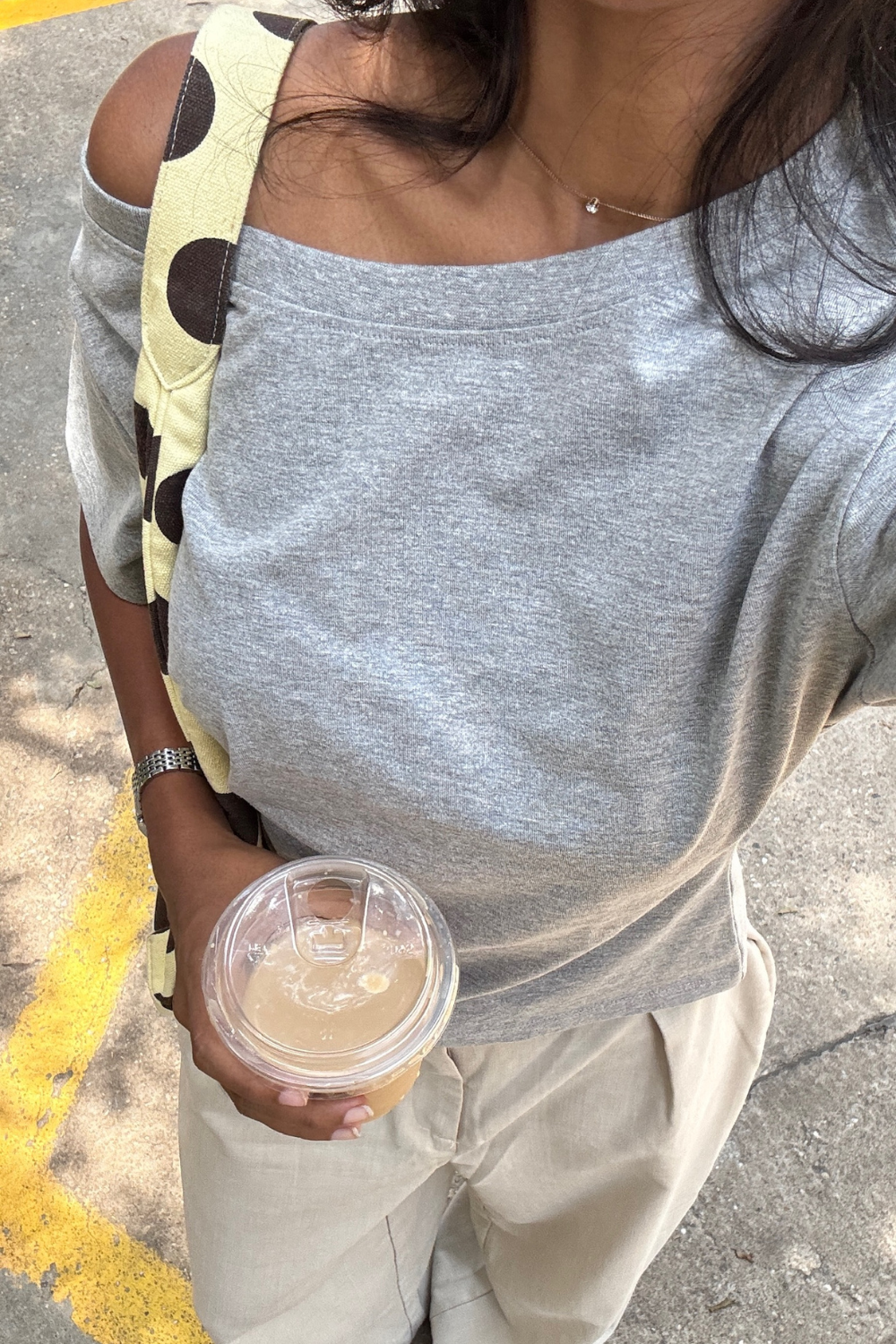 Off the Record - Grey Off Shoulder
