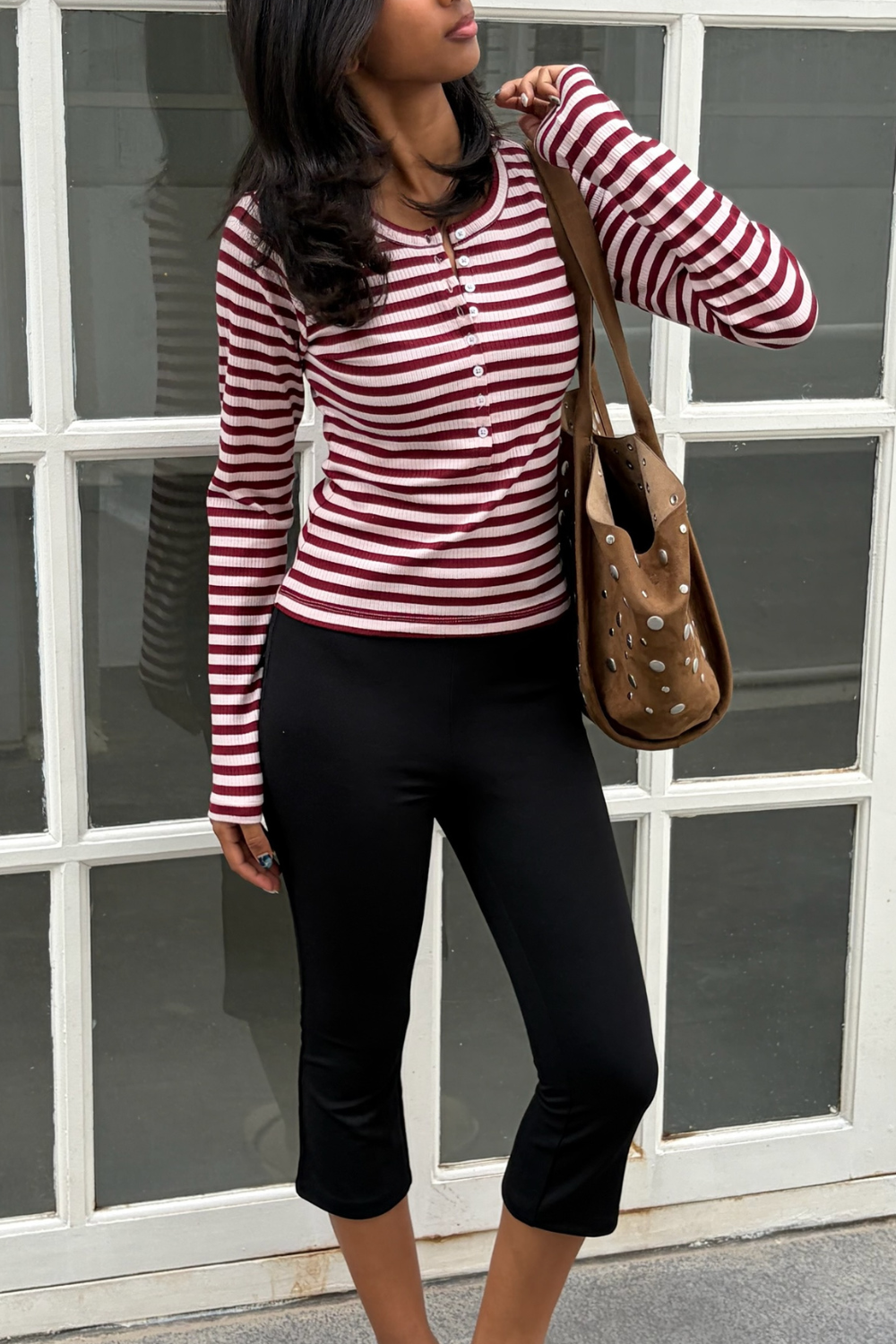 Swiss Roll Henley - Pink & Maroon