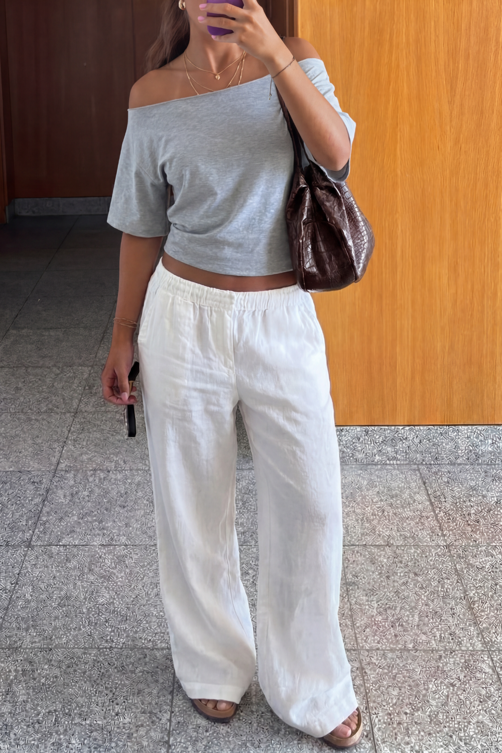 Late Checkout Off Shoulder Grey