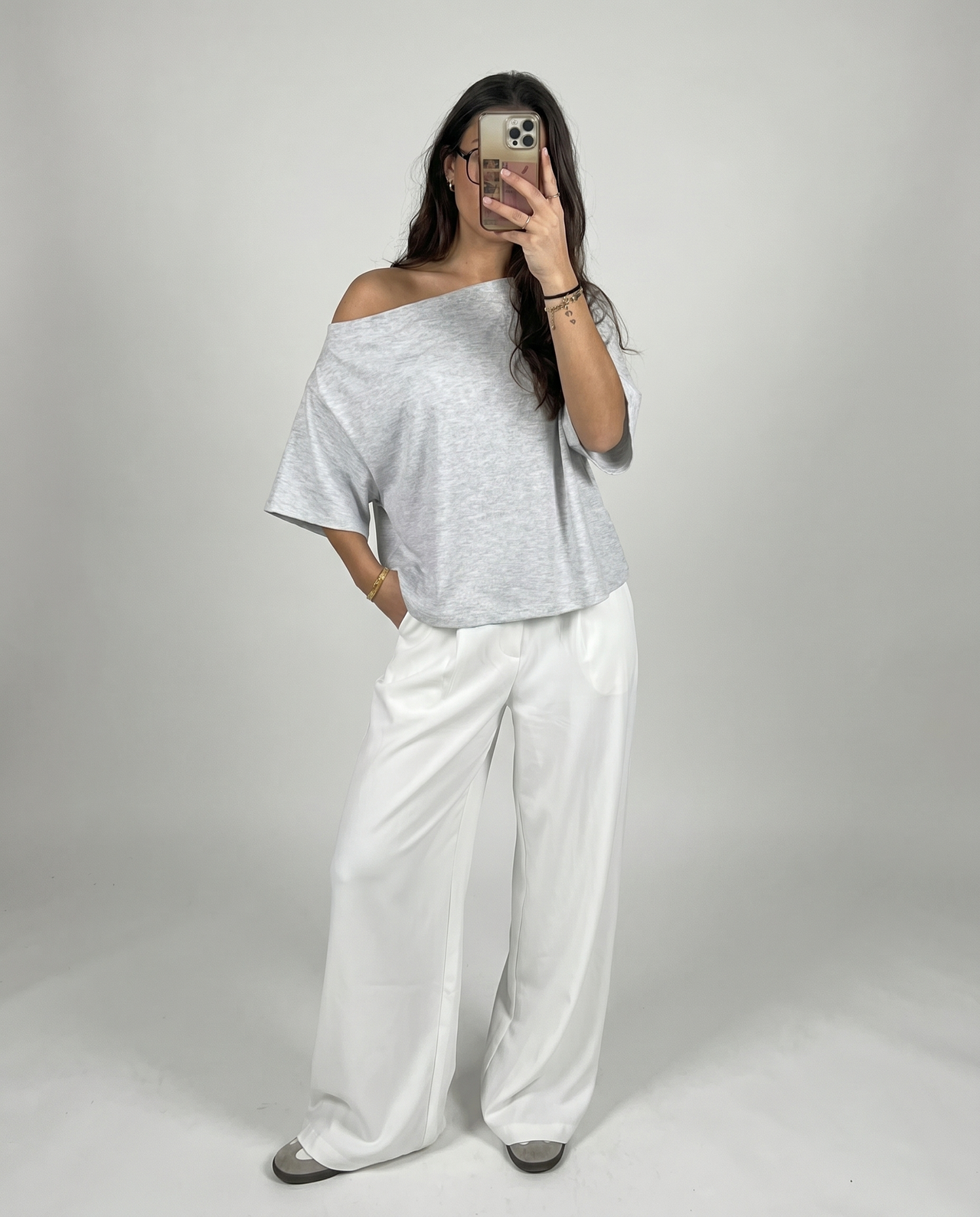 Late Checkout Off Shoulder Grey
